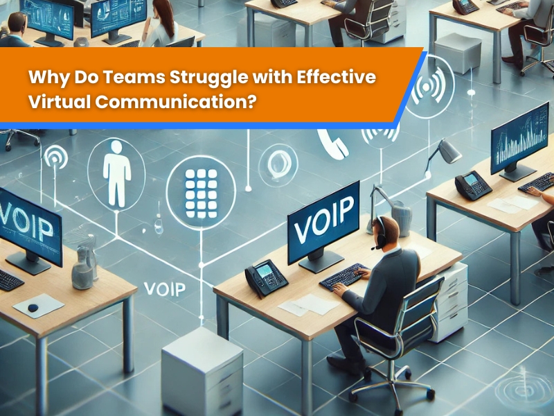 Call centre workers using VOIP technology, highlighting virtual communication challenges in managing effective team interactions.